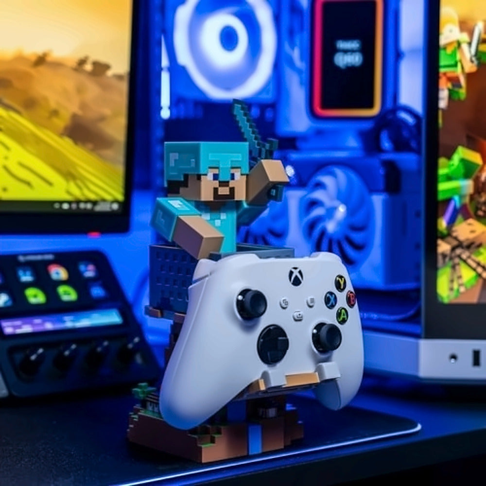マインクラフト "スティーブ" R.E.S.Tダイヤモンドアーマー ケーブルガイズ コントローラー&スマホスタンド