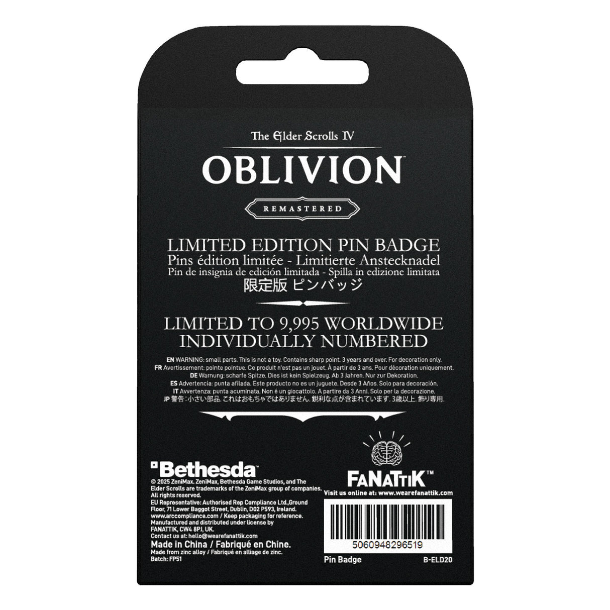 The Elder Scrolls IV: Oblivion 熱狂的なファンピンバッジ(シリアルナンバー入り)