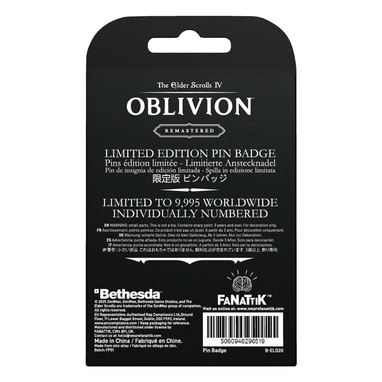 The Elder Scrolls IV: Oblivion 熱狂的なファンピンバッジ(シリアルナンバー入り)