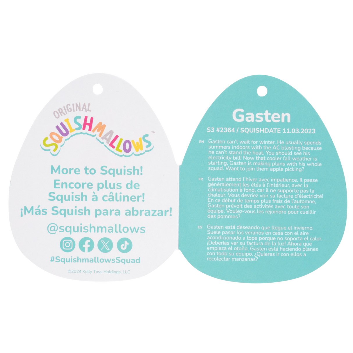 Squishmallows 3.5インチぬいぐるみキーホルダー (Gasten/ガステン)