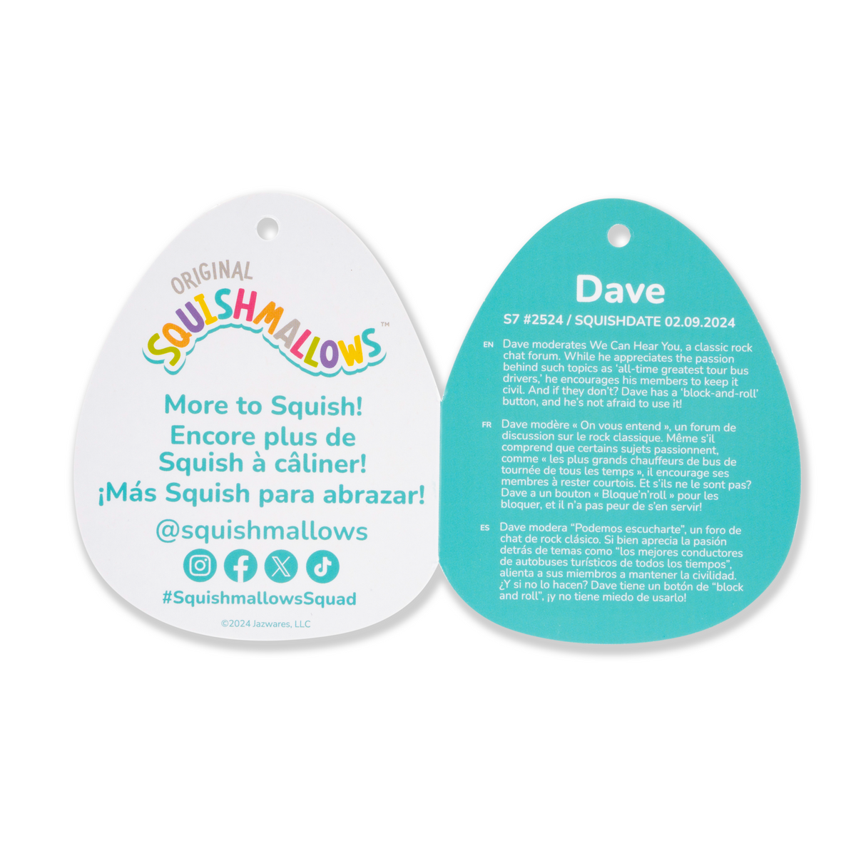 Squishmallows 7.5インチぬいぐるみ (Dave/デイブ)