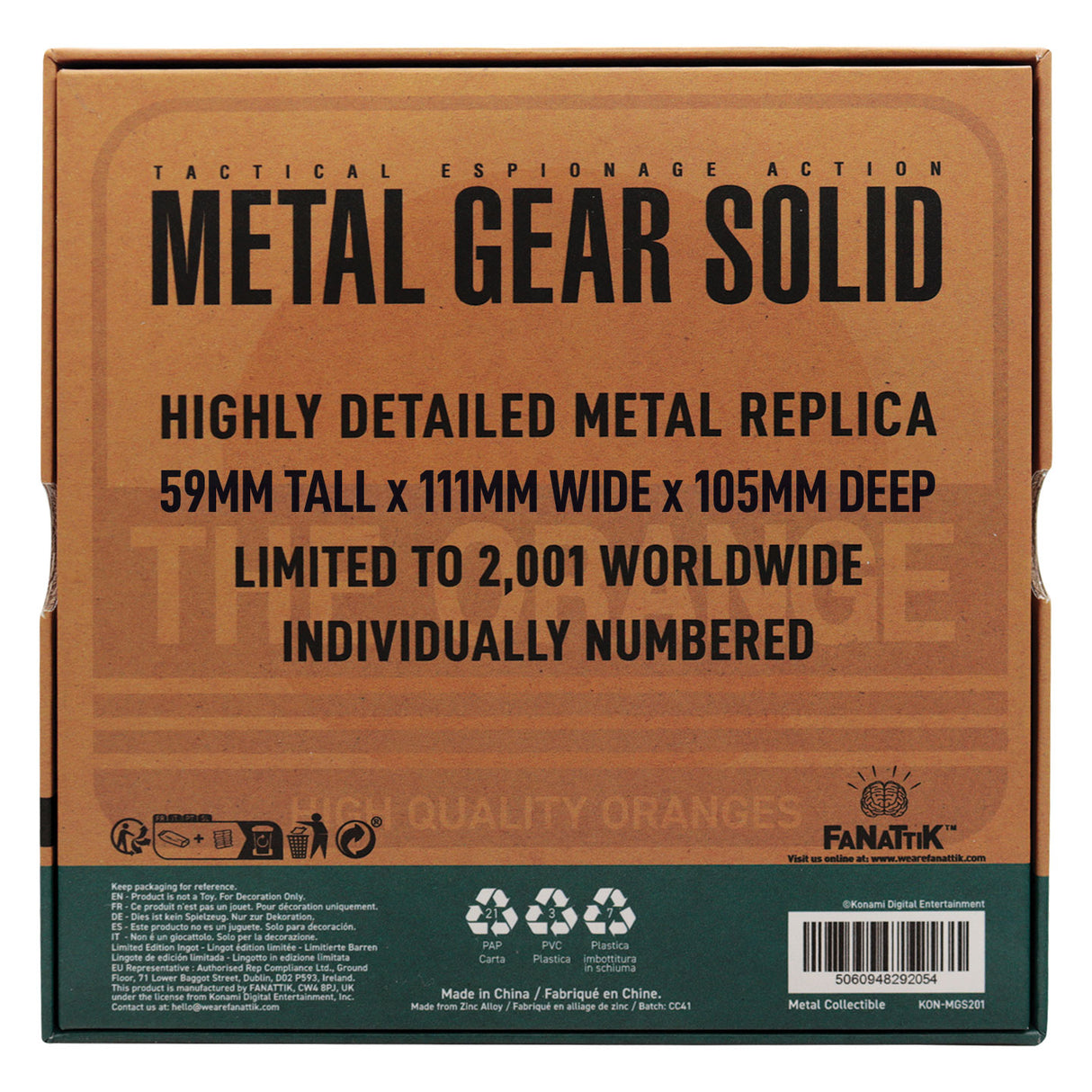 【予約商品】METAL GEAR SOLID オレンジのダンボール箱 レプリカ